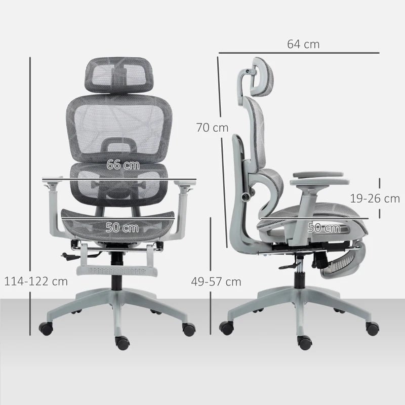 Grey Mesh Swivel Office Chair with Adjustable Features