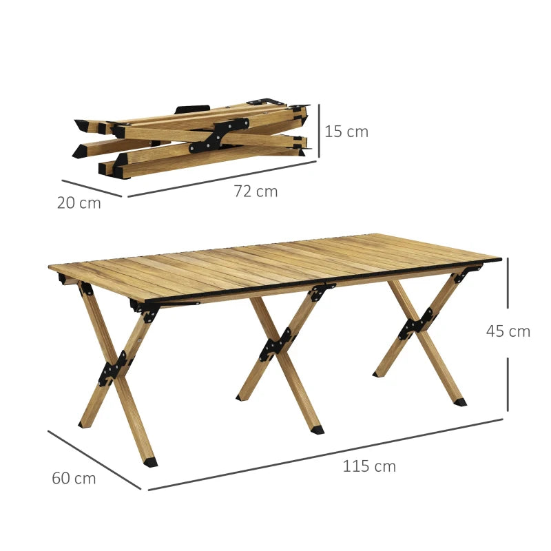 Folding Outdoor Camping Table – Aluminium, Wood Effect
