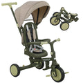 Toddler 5-in-1 Tricycle with Adjustable Backrest & Push Handle – Dark Green