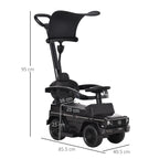 Toddler Foot-to-Floor Push Car and Walker with Horn and Steering Wheel – Manual, Black