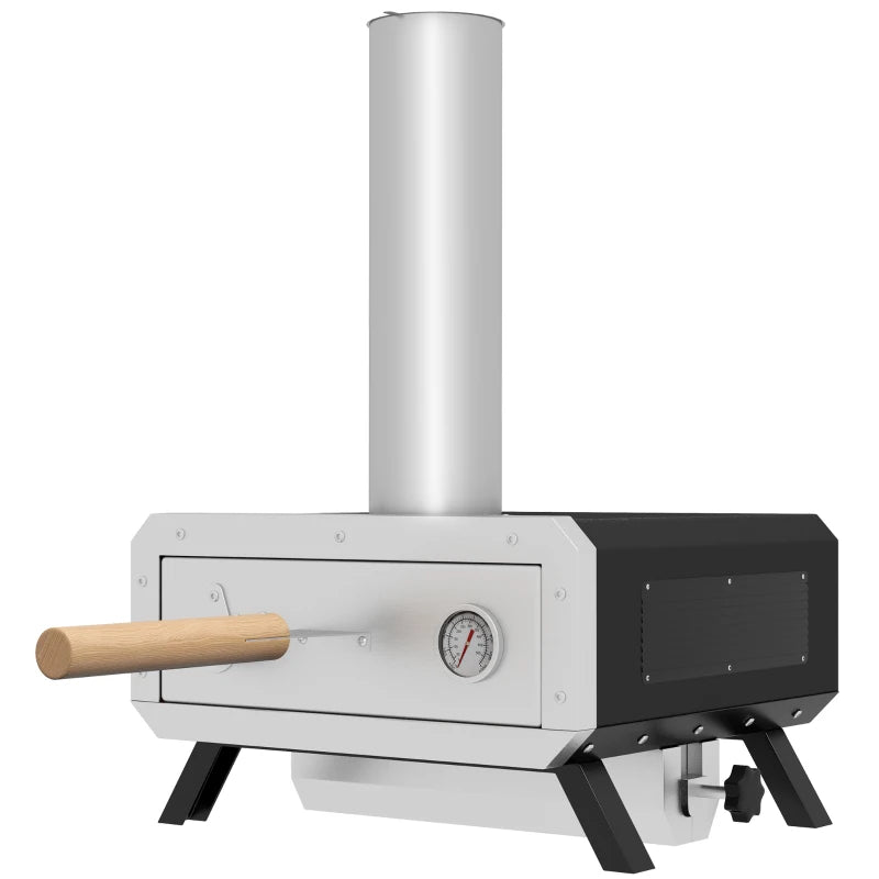 High-quality wood-fired pizza oven with 12" rotating stone and essential cooking accessories