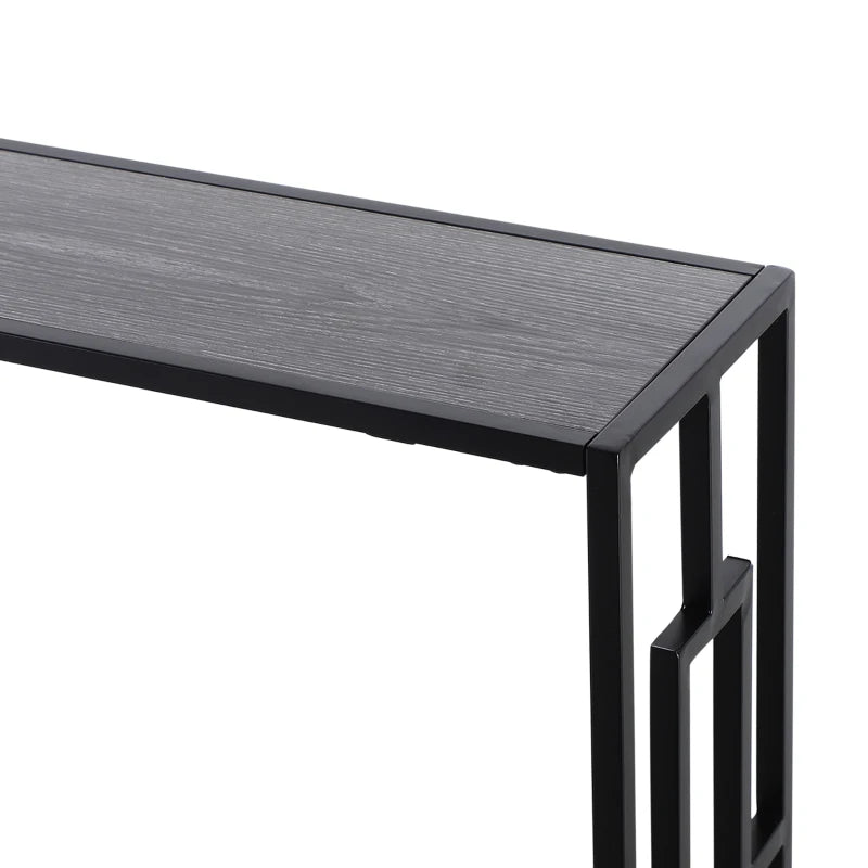 Narrow Console Table, Industrial Style with Shelf, Grey & Black Frame