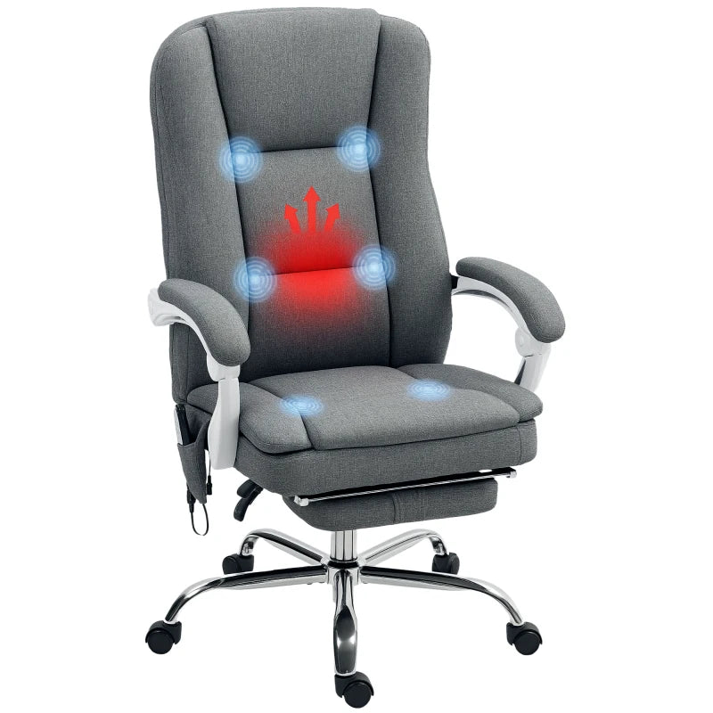 Grey Massage Chair with Heat & Six-Point Therapy
