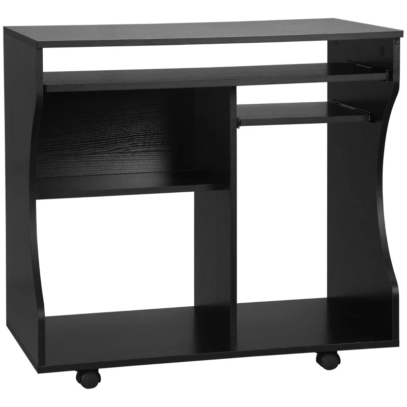 Mobile Compact Work Desk – Multi-Storage Design in Black