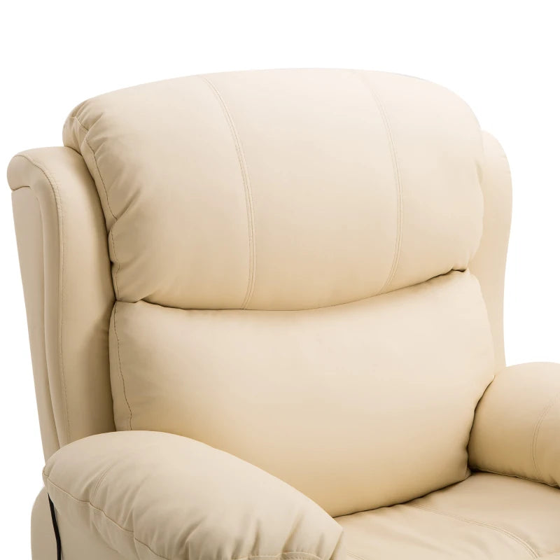 Swivel Recliner with Massage, Heat & Remote – PU Leather, Beige