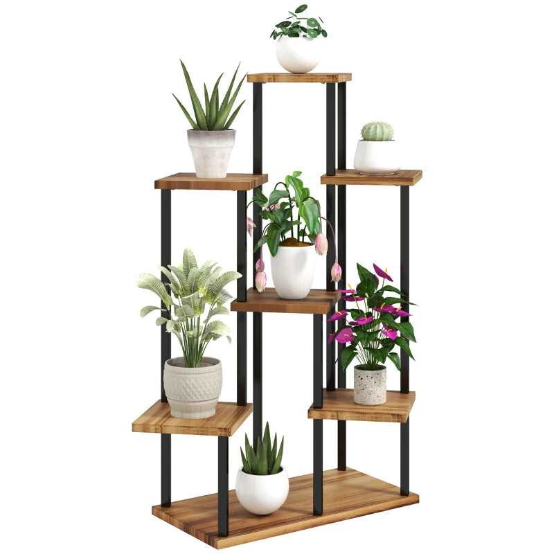 Multi-Tier Wooden Plant Stand with Seven Shelves – Perfect for Home or Garden