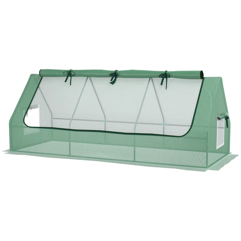 Portable Mini Polytunnel Greenhouse with Mesh Windows for Indoor & Outdoor Use, 240x90x90cm