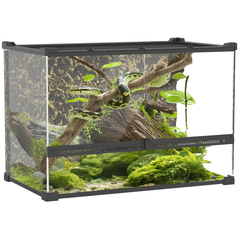 Reptile Glass Terrarium with Lock & Ventilation | 50x30x35 cm
