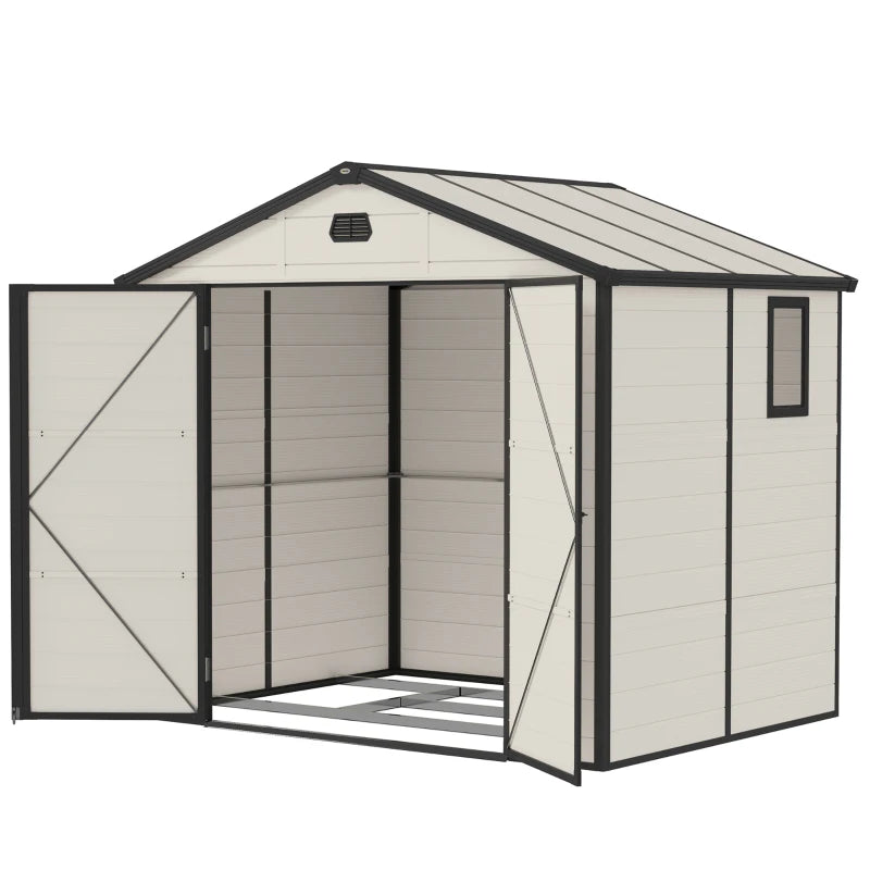 Aluminium Frame Shed with Plastic Walls and Foundation Kit, Cream White, 7.9x6.2ft