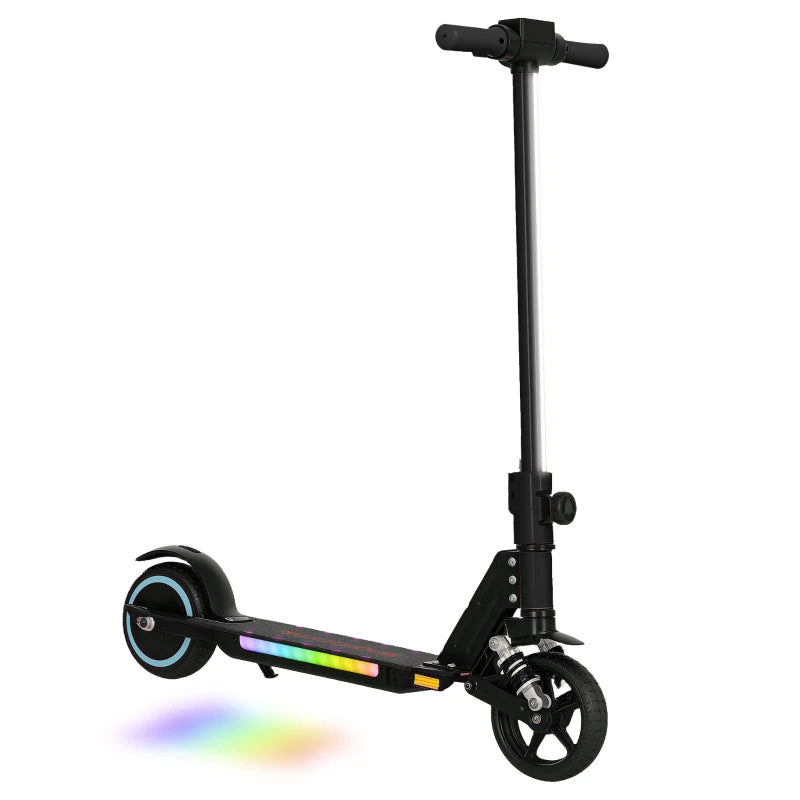 Folding Electric Scooter for Kids with Dual Brakes, Front Suspension, LED Lights, Black