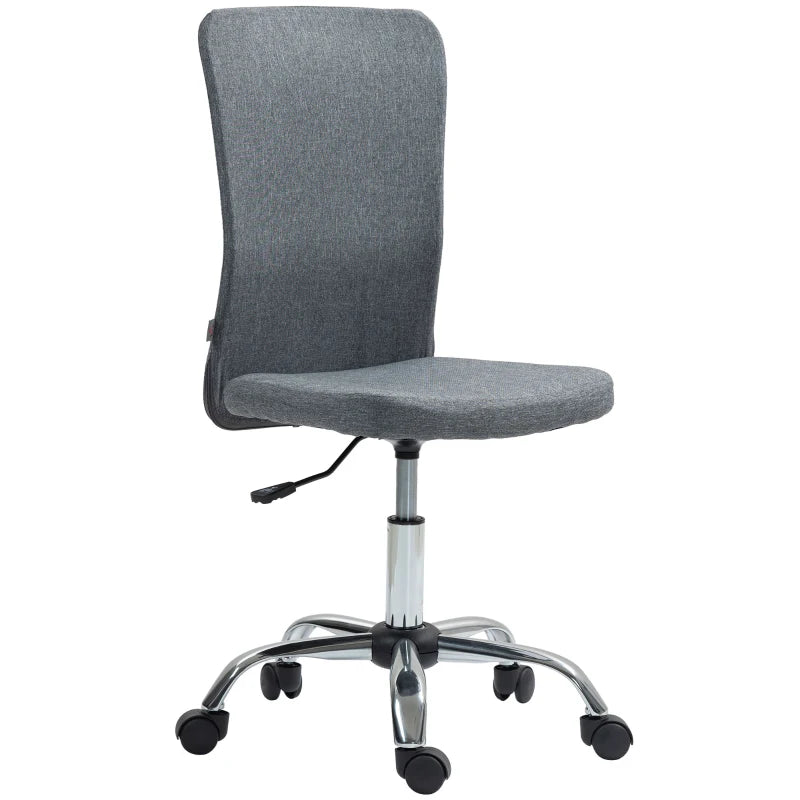 Grey Armless Swivel Office Chair with Wheels