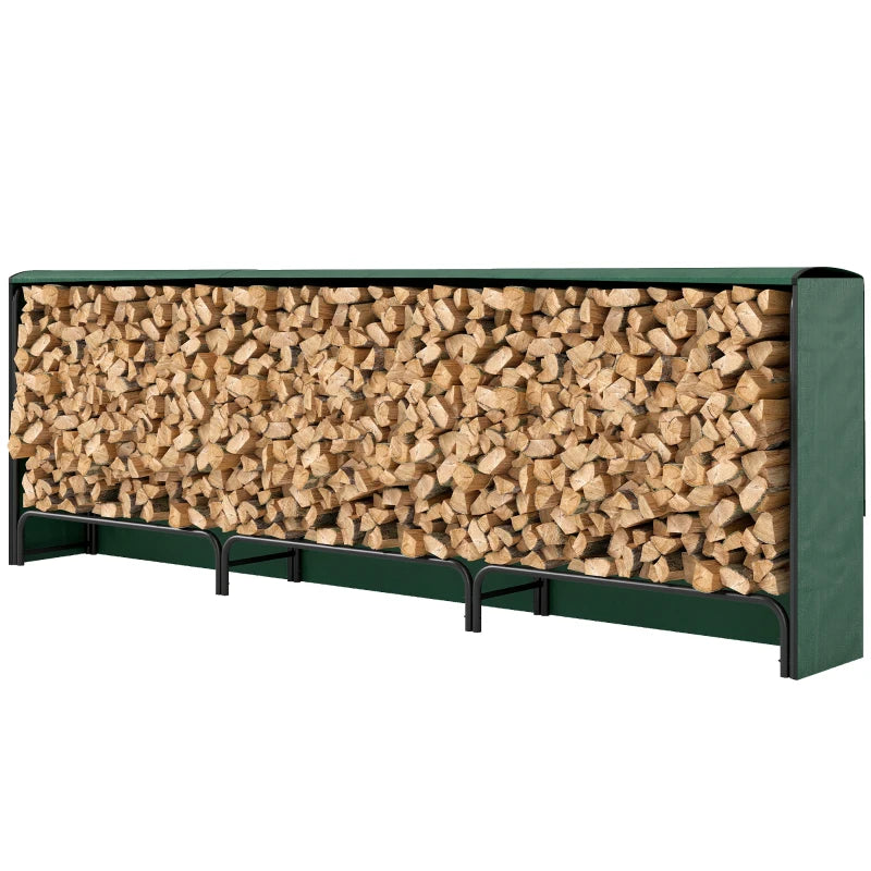 Firewood Log Storage Rack with Waterproof Cover, Durable Metal Holder 300x36x99 cm
