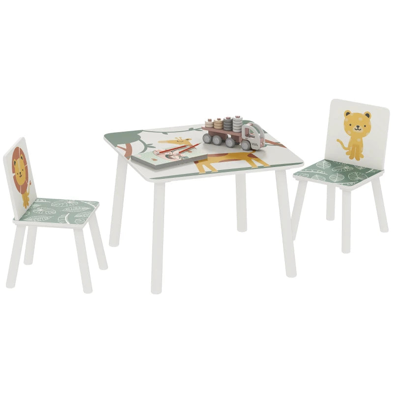 3-Piece Kids Table and Chair Set – Green Nursery Playroom