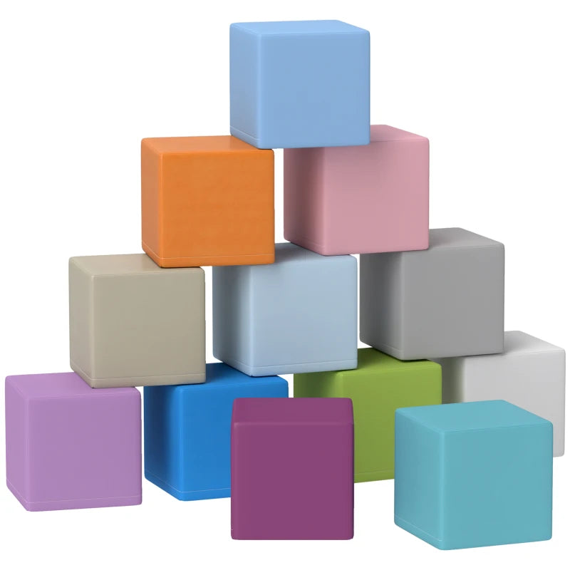 Colorful Soft Foam Stacking Blocks for Kids – Fun and Safe Building Toy, 12 Pieces, Blue