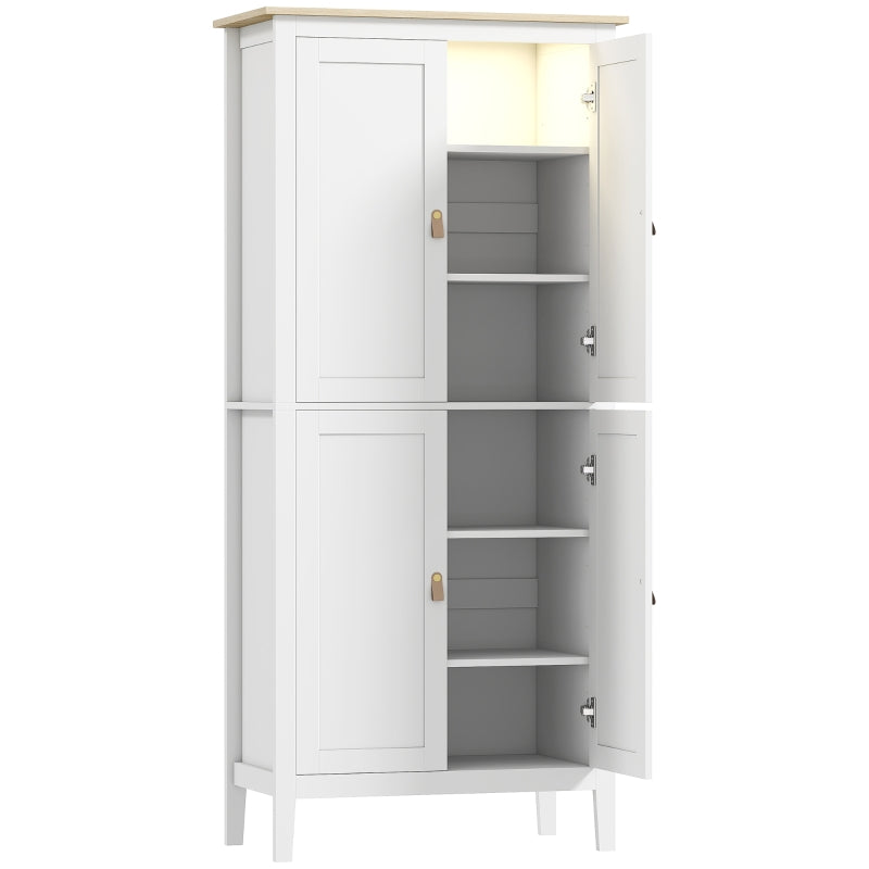 Motion Sensor LED Pantry Cupboard, 176.5 cm, White Storage Cabinet
