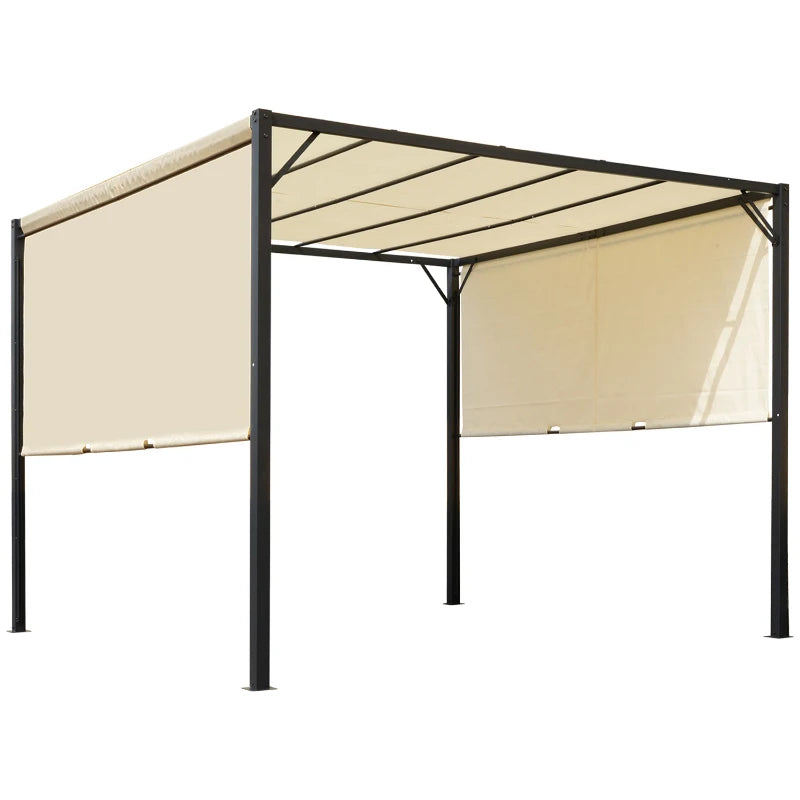 Stylish Metal Pergola with Sun Shelter Canopy for Outdoor Events and Patio 3Lx3Wx2.3H m
