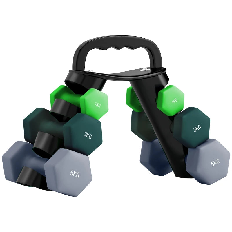Home Gym Dumbbells Set with Storage Rack, Green