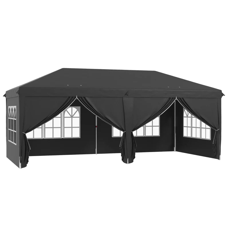 Wedding and Camping Pop-Up Gazebo with Adjustable Height, Sides & Storage Bag 3x6m