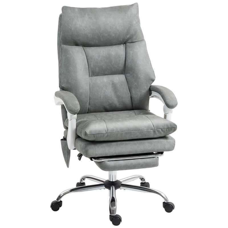 Grey Faux Leather Office Chair with Inflatable Lumbar