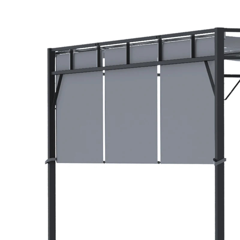 Steel Frame Pergola Gazebo with Retractable Roof, Garden Sun Shade Shelter for Patio, 3x3m