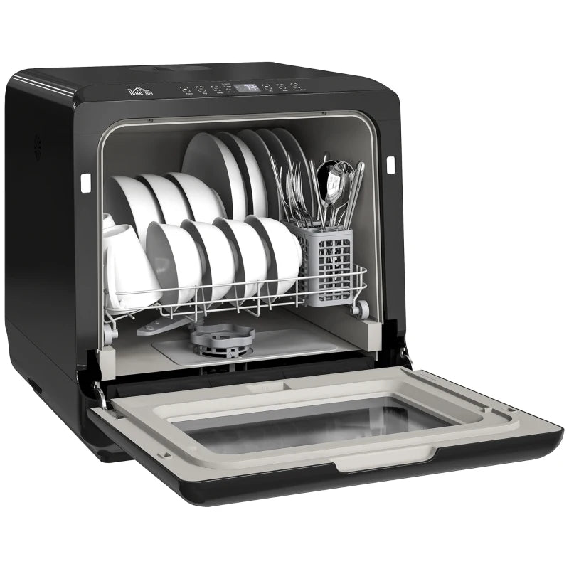 Portable Tabletop Dishwasher – 6L, 5 Wash Modes, Black Compact Design