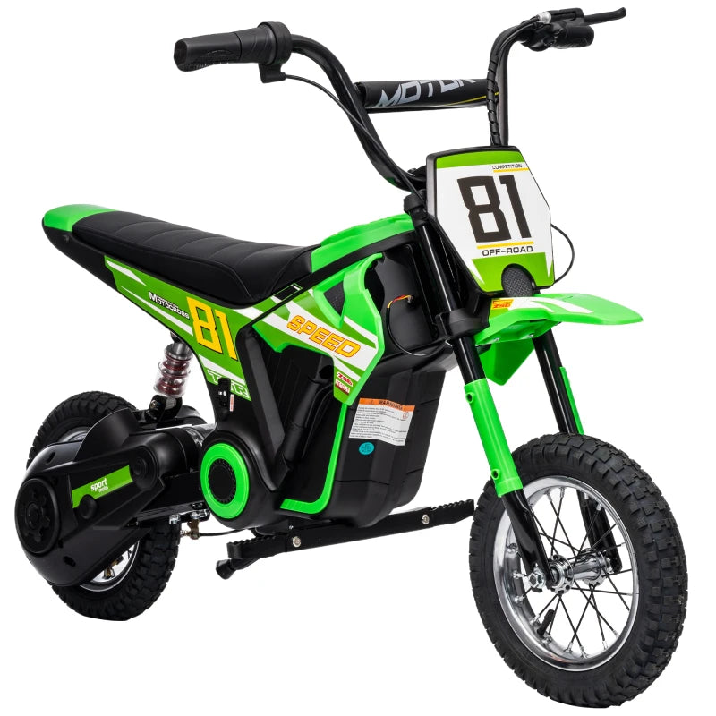 Electric Ride-On Motorcycle for Kids, 3-Speed and Rear Suspension – Green 24V Dirt Bike