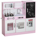 Kids Kitchen Playset with Toy Phone, Chalkboard, Microwave, Cooking Stove & Sink
