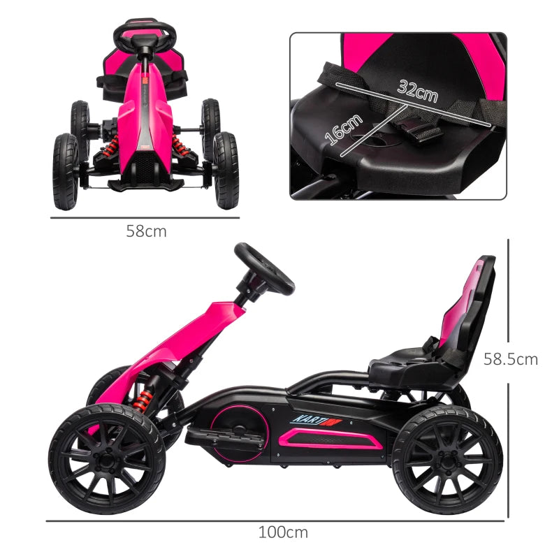 Pink 12V Kids Electric Go-Kart with Forward and Reversing Functions, Ages 3-8