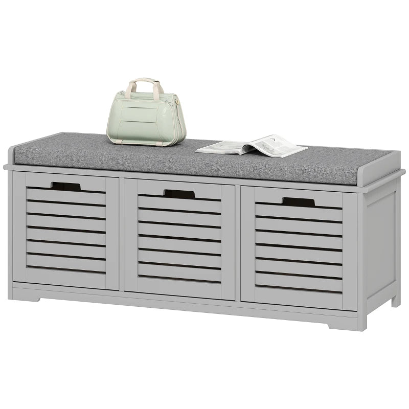3-Drawer Grey Shoe Bench – Practical Storage & Seating