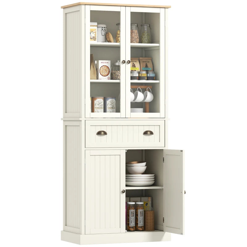 Cream Storage Cupboard – 5-Tier Kitchen Cabinet with Adjustable Shelves