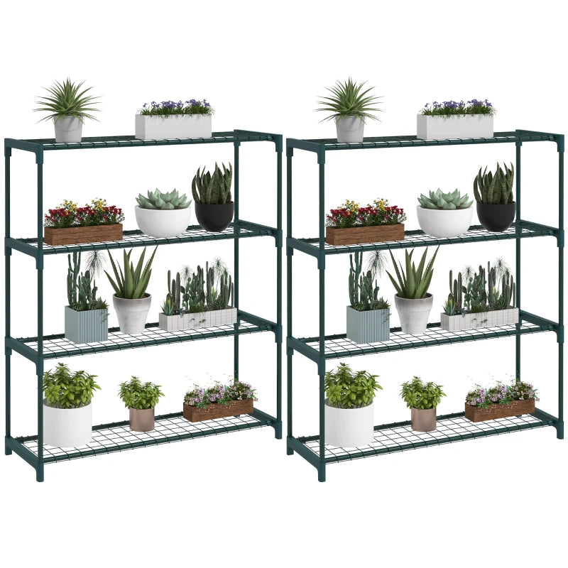 Steel Frame 4-Tier Plant Stand – Stylish Outdoor Display Rack for Potted Plants