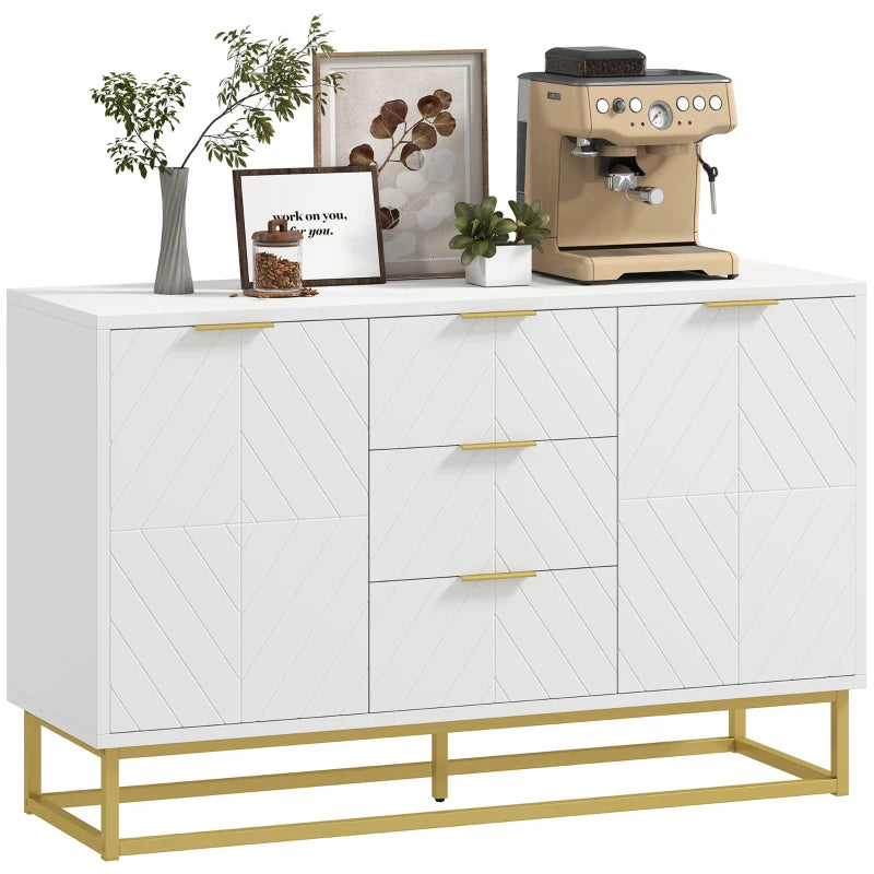 White Sideboard with Drawers & Adjustable Shelves for Living Room
