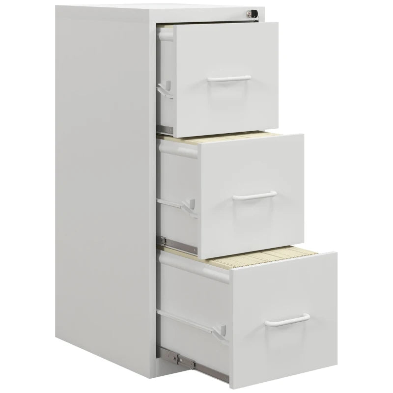 Cream Steel Filing Cabinet with Three Drawers