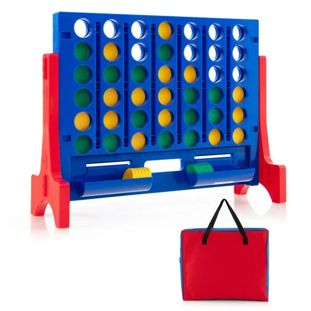 Giant 4-in-a-Row Game, Wall or Tabletop, Includes Carry Bag & 42 Chesses