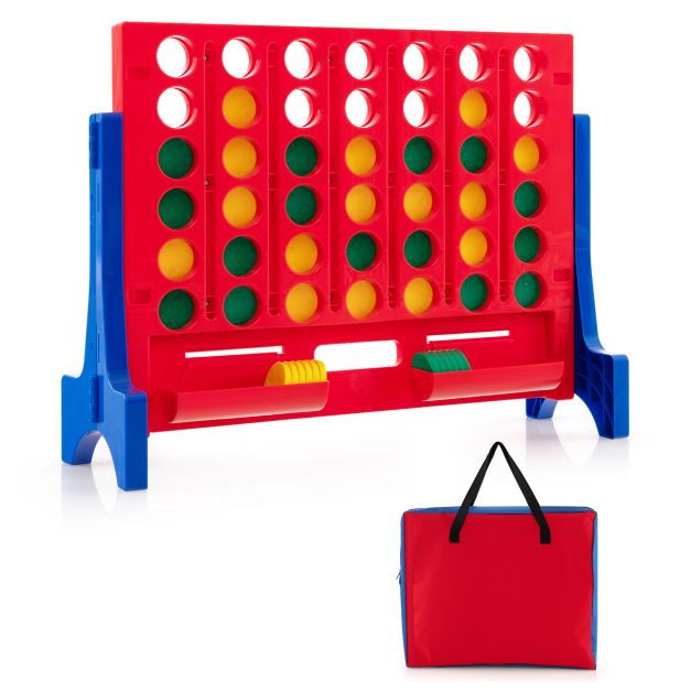 Giant 4-in-a-Row Game, Wall or Tabletop, Includes Carry Bag & 42 Chesses