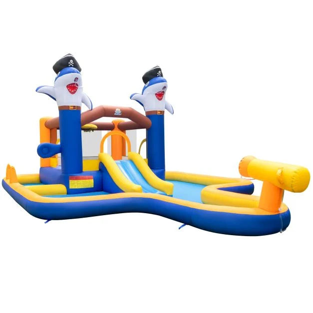Kids 7-in-1 Inflatable Water Slide Park with Pool, Cannon & Ball Pit