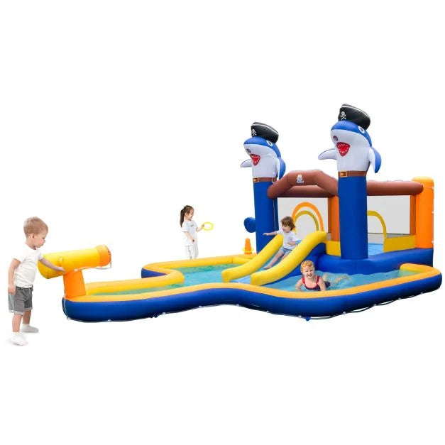 Kids 7-in-1 Inflatable Water Slide Park with Pool, Cannon & Ball Pit