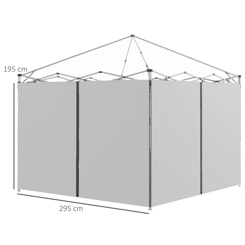 Grey Zipped Gazebo Sidewalls, Set of 2 Replacement Panels for Outdoor Use, 3 x 3m
