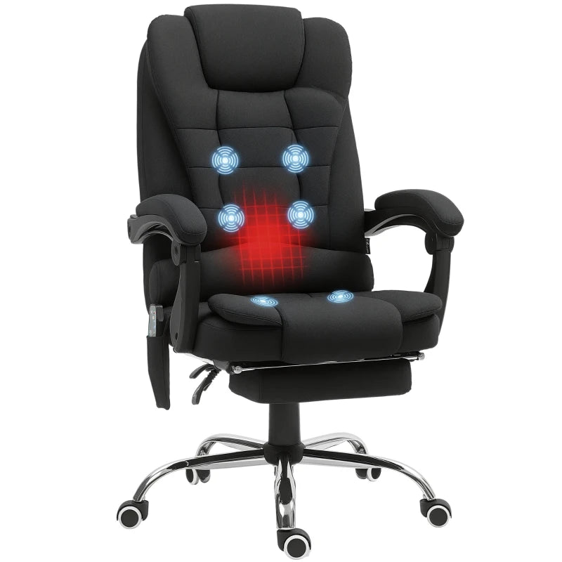 Office Chair with 6-Point Massage & Heat, Adjustable, Black