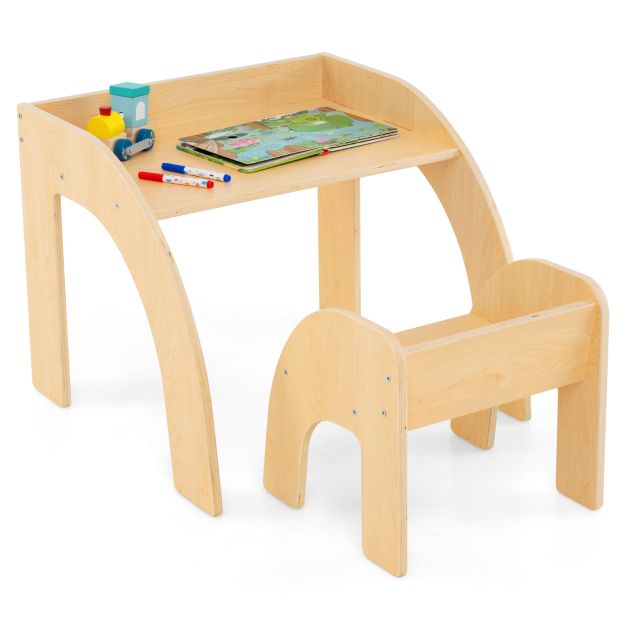 Wooden Kids Desk & Chair Set Designed for Toddler Comfort