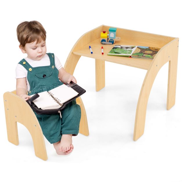 Wooden Kids Desk & Chair Set Designed for Toddler Comfort