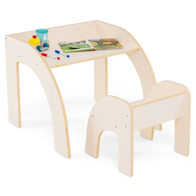 Wooden Kids Desk & Chair Set Designed for Toddler Comfort