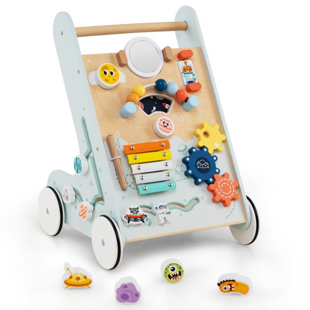 Wooden Baby Walker with Wheels for Boys & Girls, Suitable for 1+ Years