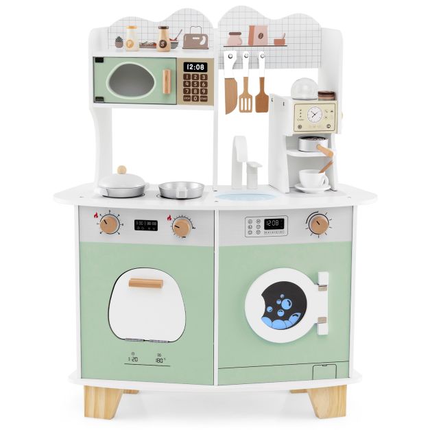 Children’s Wooden Kitchen Playset with Coffee Maker for Ages 3 and Older