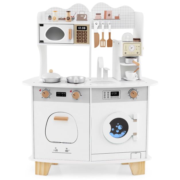 Children’s Wooden Kitchen Playset with Coffee Maker for Ages 3 and Older