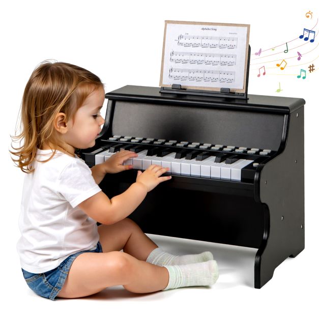 Kids Wooden Piano Keyboard 25 Keys with Music Stand – Digital Learning Gift
