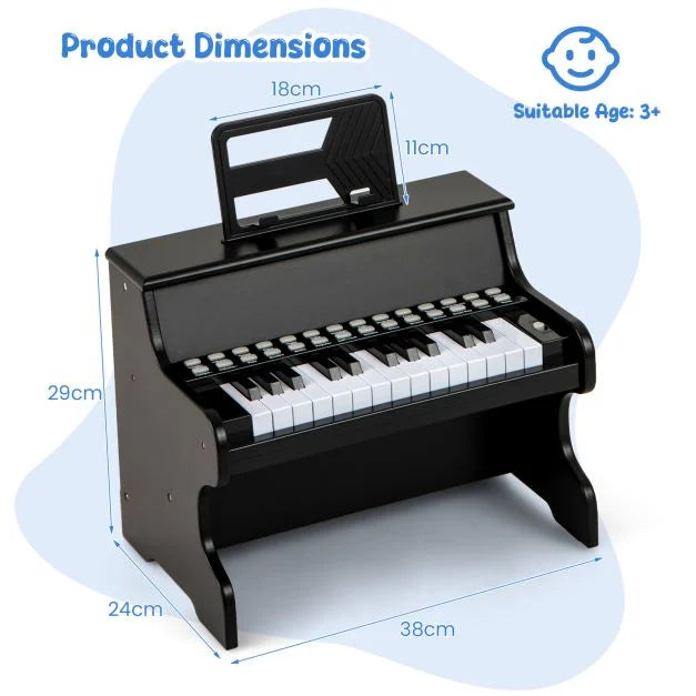 Kids Wooden Piano Keyboard 25 Keys with Music Stand – Digital Learning Gift