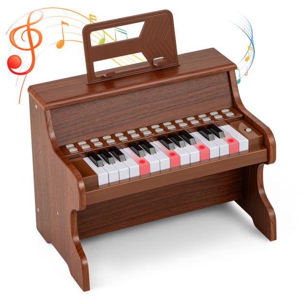 Kids Wooden Piano Keyboard 25 Keys with Music Stand – Digital Learning Gift