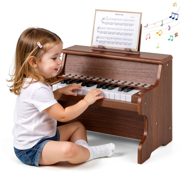 Kids Wooden Piano Keyboard 25 Keys with Music Stand – Digital Learning Gift