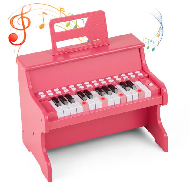 Kids Wooden Piano Keyboard 25 Keys with Music Stand – Digital Learning Gift